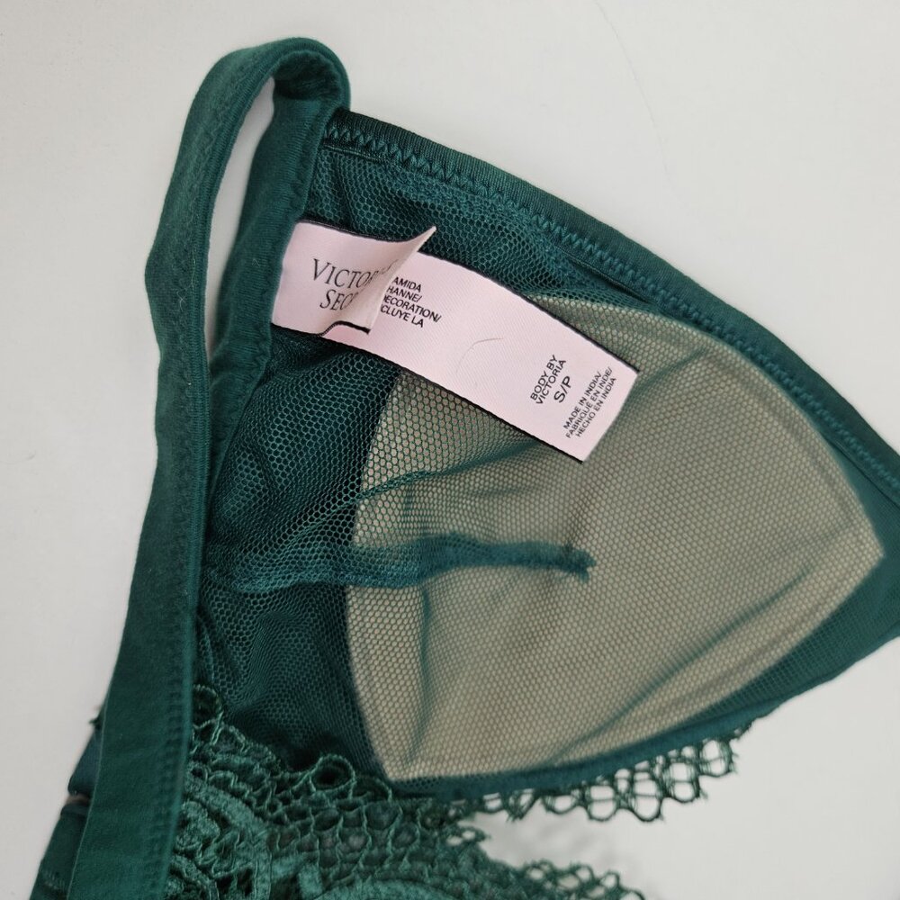 Victoria's Secret & Pink 2pc Lace Bralettes Sz S‎ Emerald Green Light Pink Bra - Picture 4 of 6